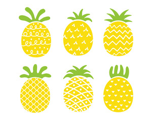 Pineapple design Yellow fruit is refreshing. For decorating work in the summer.