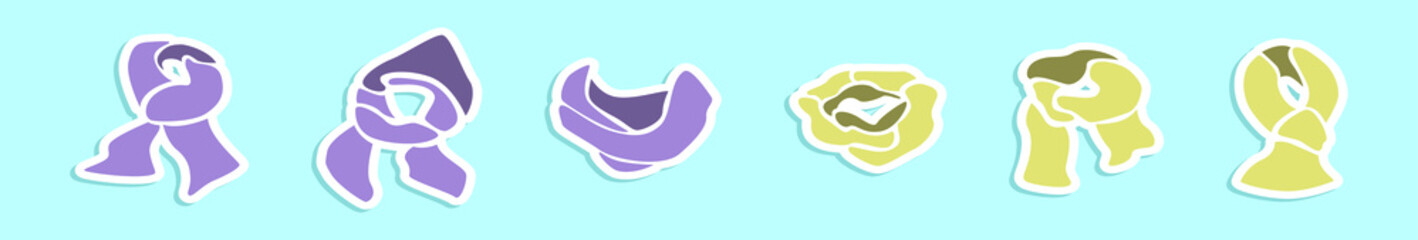 set of neck scarf cartoon icon design template with various models. vector illustration isolated on blue background