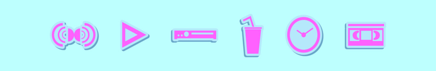 set of cinema cartoon icon design template with various models. vector illustration isolated on blue background