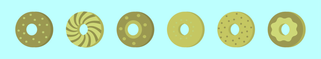 set of donuts cartoon icon design template with various models. vector illustration isolated on blue background