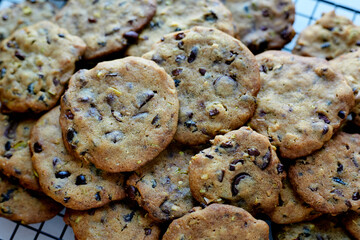 Close Up of Pile of Chocolate Chip Cookies