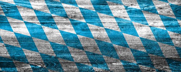 Muster Bayern Rautenmuster blau weiß auf Holz Flagge Banner