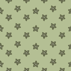 Fototapeta premium Seamless botanic pattern with pale green flower tropic elements. Natural vintage hand drawn artwork.
