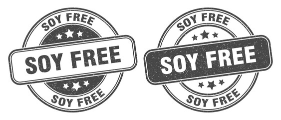 soy free stamp. soy free label. round grunge sign