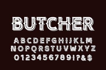 Obraz premium alphabet vintage font, typeface design, dark style background
