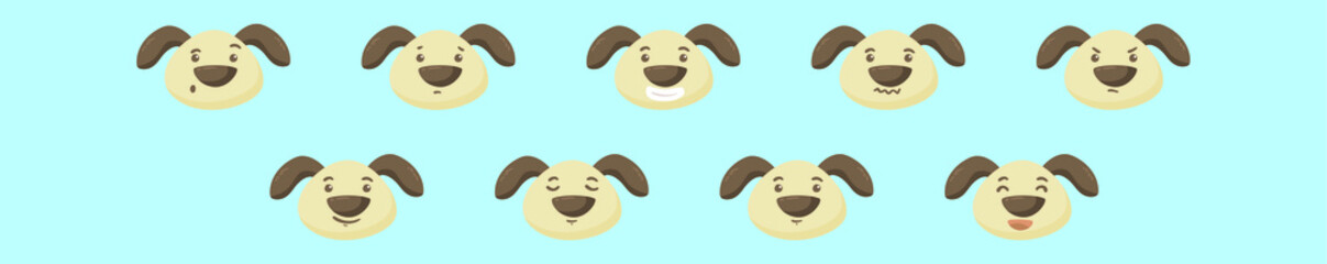 set of dog cartoon icon design template with various models. vector illustration isolated on blue background