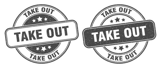 Obraz premium take out stamp. take out label. round grunge sign