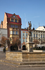 Naklejka premium Fountain of Saint Florian on Market Square in Cieszyn. Poland
