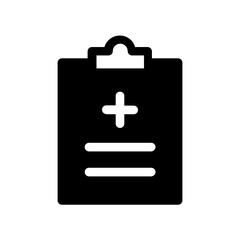 Medical report on clipboard showing results of lab testing vector icon