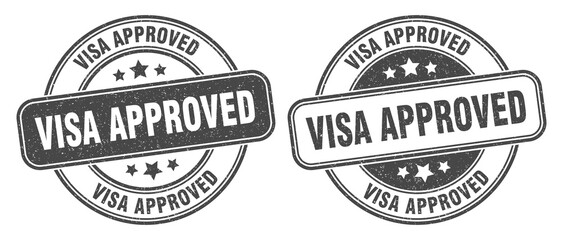 visa approved stamp. visa approved label. round grunge sign