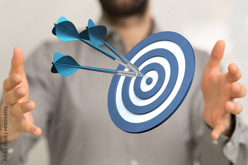 Poster dart target arrow hitting on bullseye which is the ultimate goal that everyone wants.