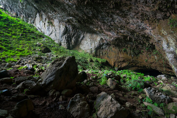The Cubilla Cave in Castro Urdiales, MOC Montaña Oriental Costera, NATURA 2000, Cantabria, Spain,...