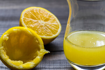 The image of a lemon rich in vitamin C on an insulated table. 