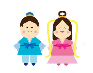 織姫と彦星のベクターイラスト　七夕