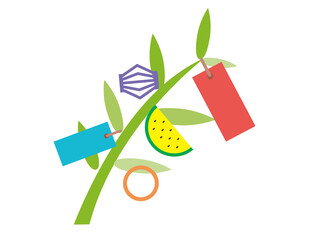 七夕飾りのベクターイラスト　笹の葉　