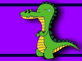 funny crocodile character cartoon background illustration