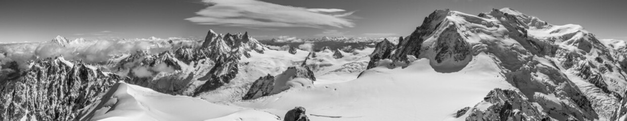 Panoramic of the French and Italian Alps near Mont Blanc and Chamonix, France