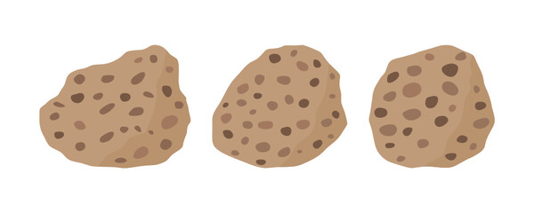 Conglomerate rock specimen illustration set. Sedimentary rock .