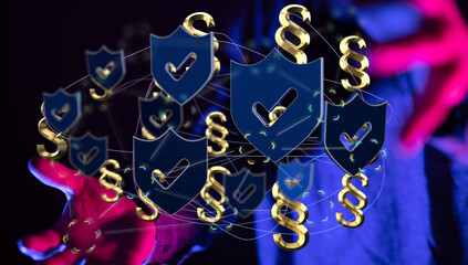 3D rendering digital paragraph law symbol