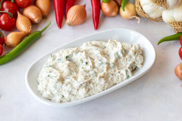 Eggplant Dip Baba Ghanoush / Ganoush (Mutabbal). Traditional Middle Eastern cuisine Eggplant Dip Baba Ghanoush appetizer.