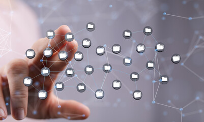 Cloud technology. Integrated digital web concept background