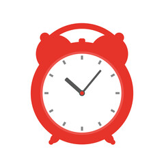Cartoon illustration of red alarm clock isolated on white. Vector icon