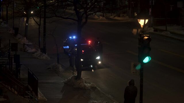 Police Arresting A Driver During The COVID Curfew In Montreal, Quebec, Canada