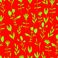 seamless pattern with red and yellow leaves