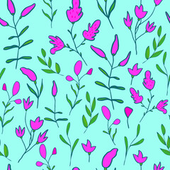 seamless pattern with pink flowers