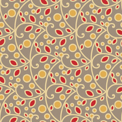 Seamless texture with floral arabic ornament. Vector vintage pattern. Oriental design for textile and cloth