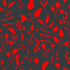 seamless pattern with red leaves