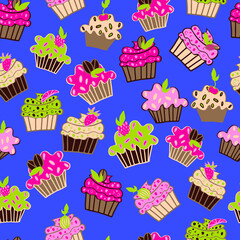 seamless pattern with cupcakes