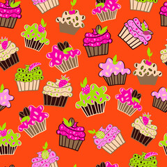 seamless cupcake pattern