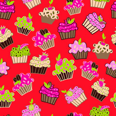 seamless background with cupcakes
