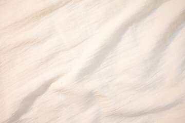 Obraz premium Fabric backdrop White linen canvas crumpled natural cotton fabric Natural handmade linen top view background Organic Eco textiles White Fabric texture