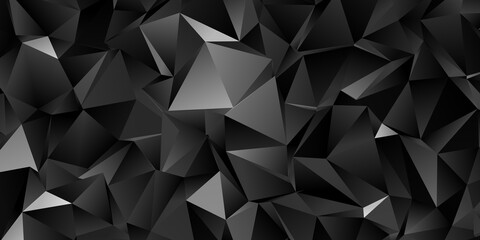 Obraz premium Abstract black triangle background, low poly illustration, dark polygon pattern