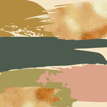 Abstract background with brush strokes and gold texture
