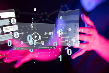 virtual develop interface web application in hand