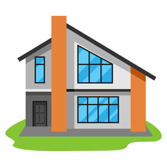 Illustration of facade of modern luxury house.