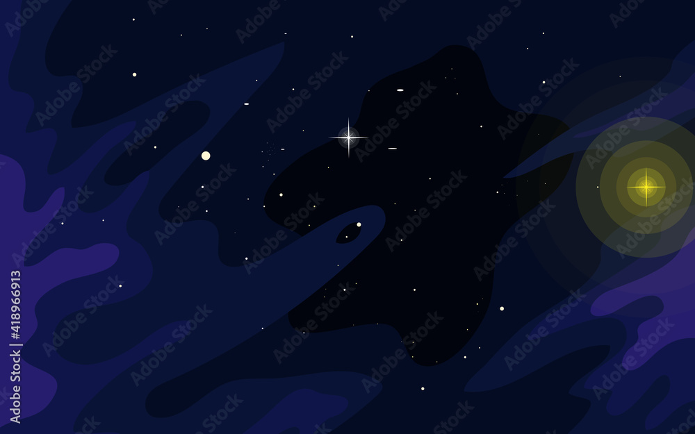 Sticker vector space background . cute flat style template with stars in outer space