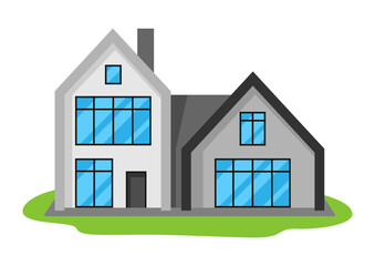 Illustration of facade of modern luxury house.