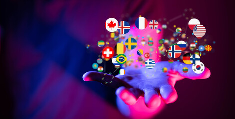 Obraz na płótnie Canvas Globe International World Flags.