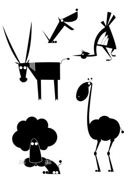 Original art animal silhouettes collection for design
