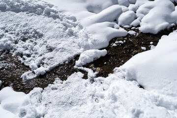 Winter landscape between Saua Baiului and Gura Diham cottage. Romania.