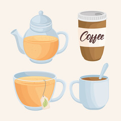 tea and coffee drinks icons
