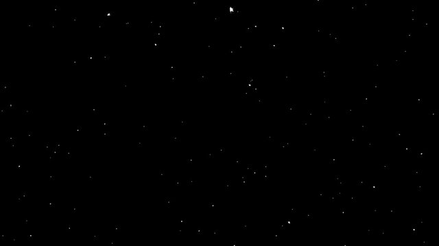 White dust particles glimmering on black background. Beautiful easy to use as an overlay on your footage.