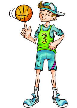 illustration boy sports young cartoon vector