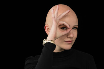 Young urban woman with blue eyes and a fair complexion poses for the camera.