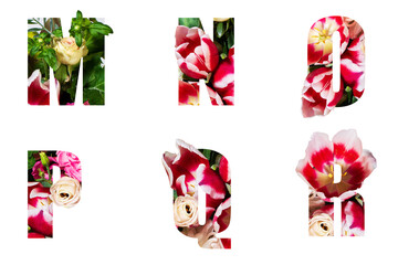 Floral letters for text from different colors