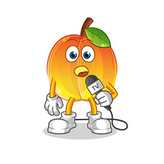 apricot tv reporter cartoon. cartoon mascot vector